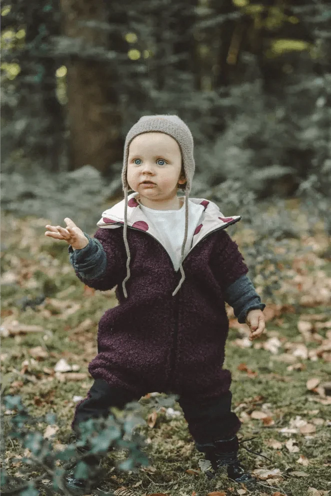 Matschkind Overall Kinder aus Teddyfell Bordeaux