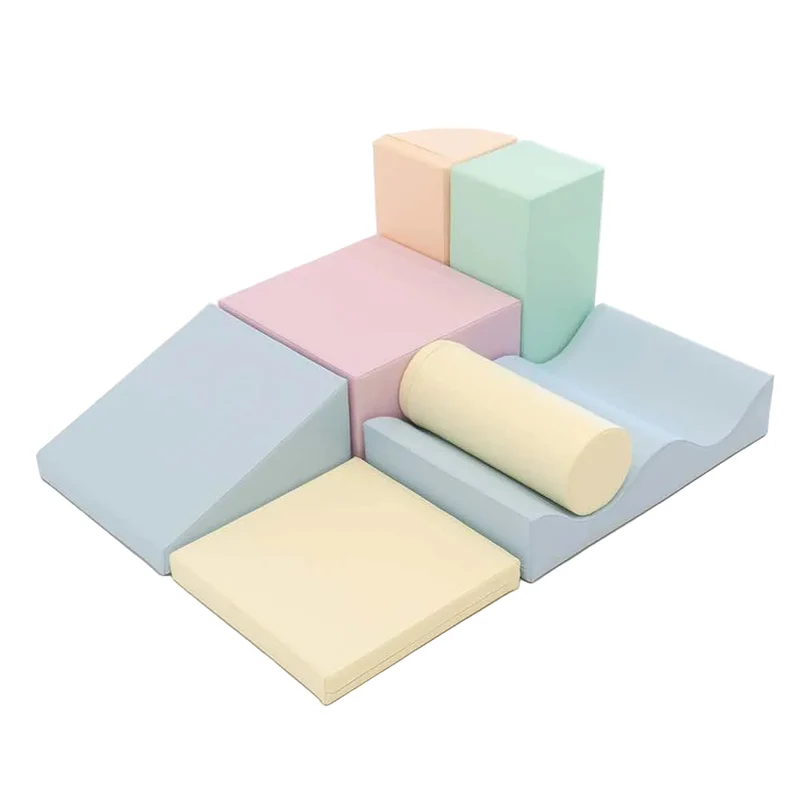 Motorikspielzeug Softblock 7-teiliges Bausteinset, helles Pastell